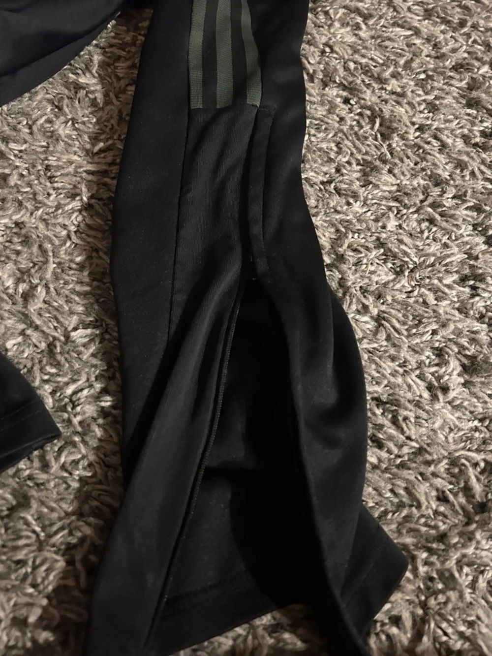 adidas Black Jogger Sweatpants with Olive Accent Stripes